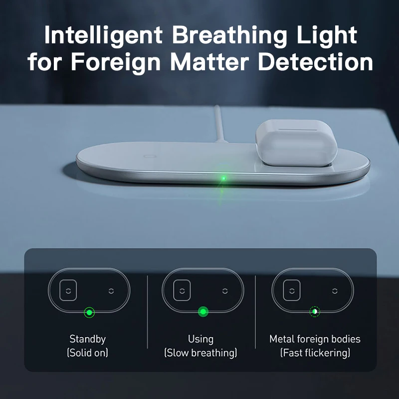 Baseus Wireless Charger 2 in 1 For Airpods iPhone 11 15W Fast Chager Wireless Dual Qi 3