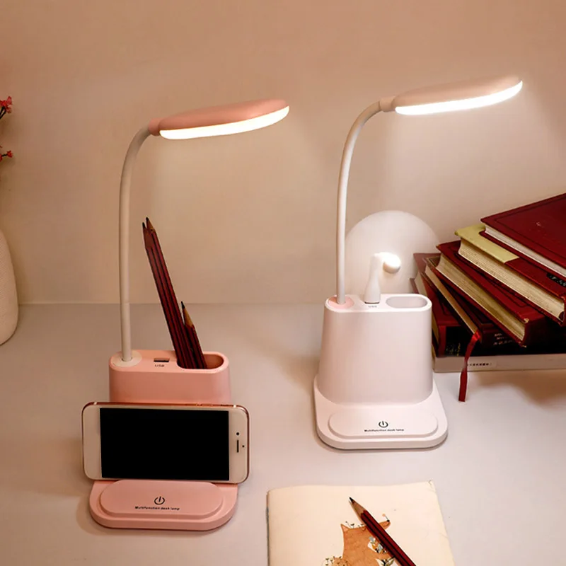 LED Night Light Eye-Caring Table Lamp Desk Lamp with USB Charging Port Home Bedroom UD88