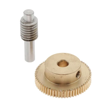 

60T Brass Worm Gear Wheel + 5mm Hole Diameter Worm Gear Shaft 0.5 Modulus Set 1:40 Reduction Ratio Drive Gear Box