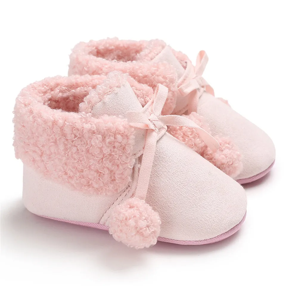 Зимние Детские Первые ходунки, противоскользящие, для маленьких девочек, первые ходунки, модные, сохраняющие тепло, для отдыха, для принцессы, для малышей, хлопковая обувь