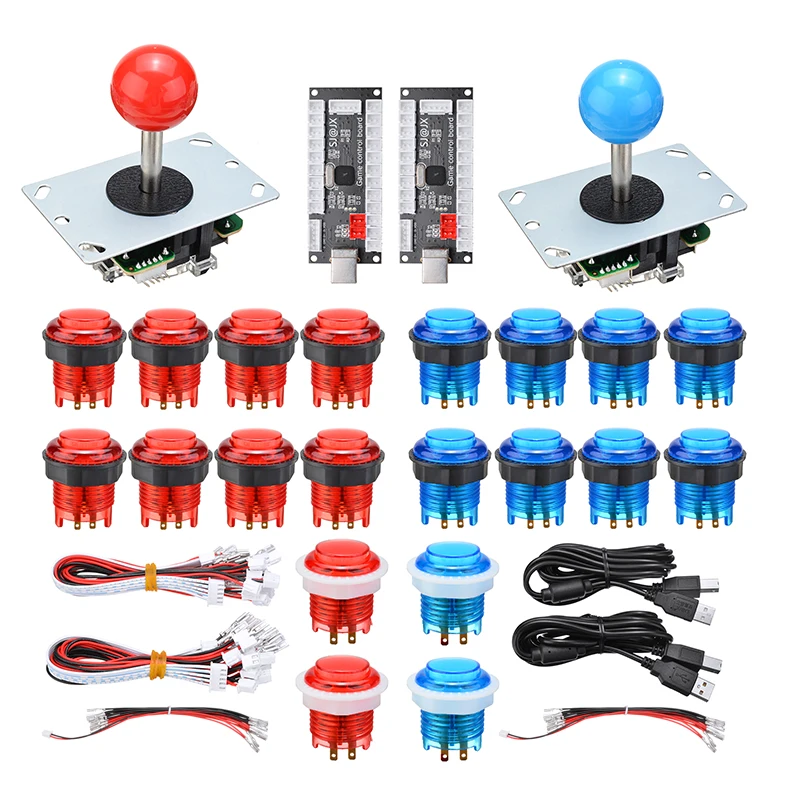 New 2 Player DIY Arcade Joystick Kits With 20 LED Arcade Buttons+2