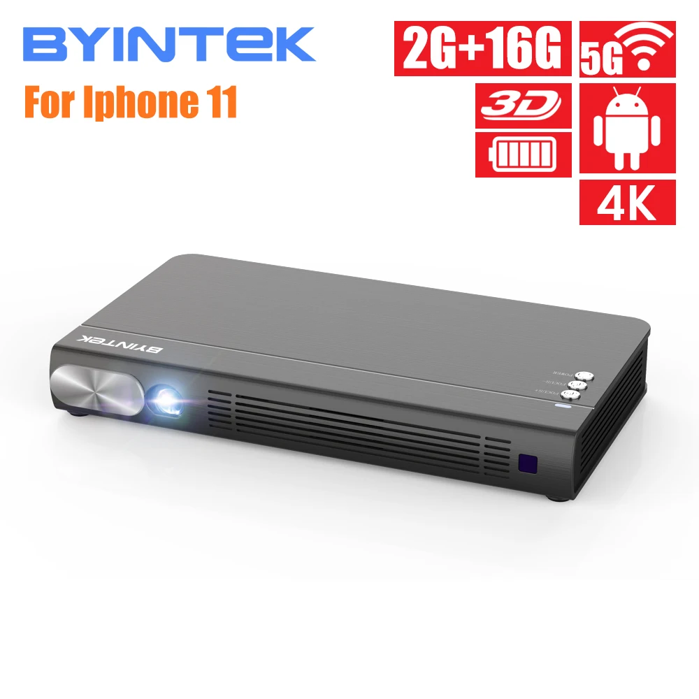 

BYINTEK UFO P12 300inch Smart 3D WIFI Android Pico Pocket HD Portable Micro Mini LED DLP Projector For Iphone 11 Ipad Smartphone