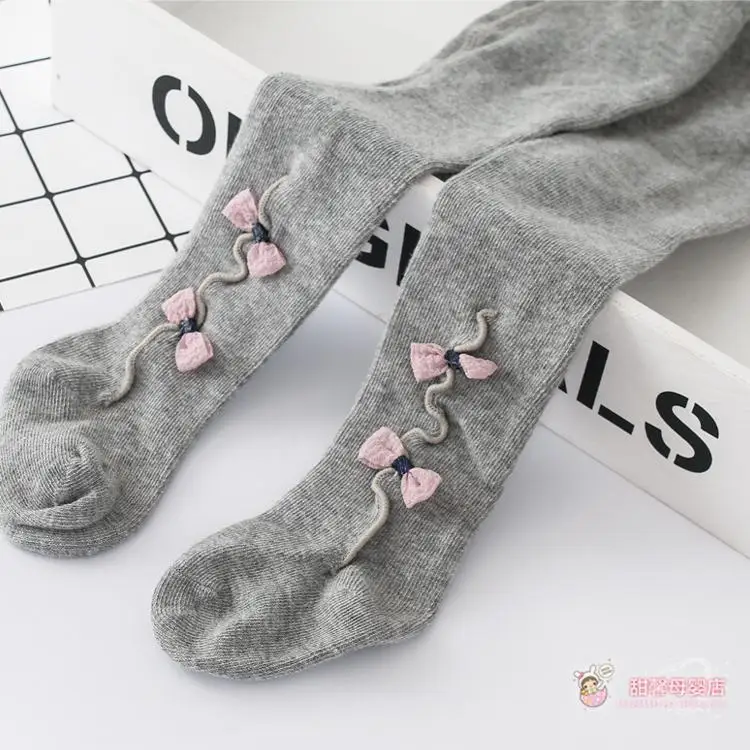 Toddler Baby Girl Winter Knit Stockings Cotton Bow-knot Tights 0-3Y Pantyhouse