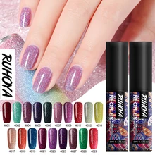 Ruhoya 매니큐어 젤 5ml 매니큐어 세트 필요 uv led 램프베이스 탑 코트 uv 하이브리드 네온 젤 래커 네일 아트 바니시 끄기(China)