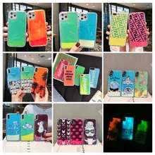 Мягкий чехол для iphone 11 Pro X XS XR Max 8 7 6 6s Plus из ТПУ со светящимся песком и динамическим жидким зыбучим песком, стильная задняя крышка для телефона