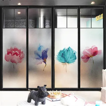 

50x200cm Color flower pattern frosted film bathroom office kitchen wedding room living room bedroom balcony window film