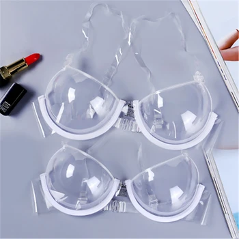 

Transparent Sexy Open Cup Bra Seethrough Crystal Girl Lingerie Disposable Washfree Women Invisible Bralette Push Up Undies