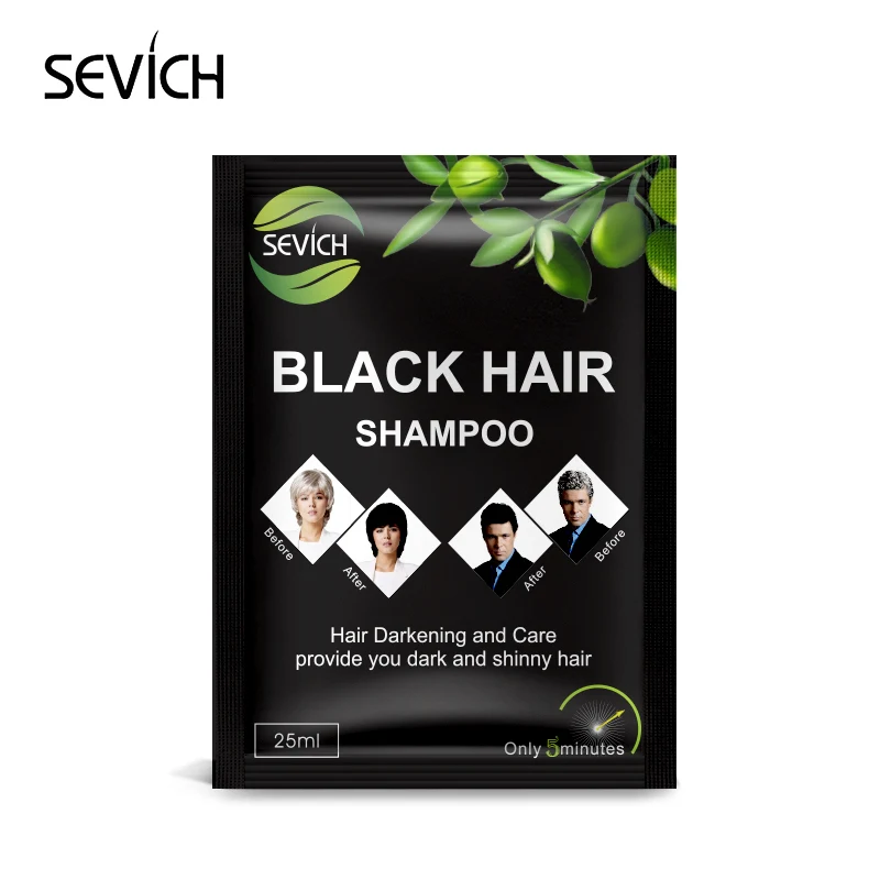 Sevich 1 шт. цвет волос шампунь черный шампунь для волос белый серый покрытие для волос легкий Стойкий цвет волос 25 мл Краска для волос шампунь - Цвет: Black