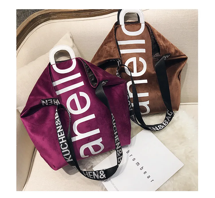 wristlets for women 2021 New Large Capacity Velvet Handbag Lady Letter Design Crossbody Shoulder Bags Casual Female Big Shopping Tote wristlet clutch