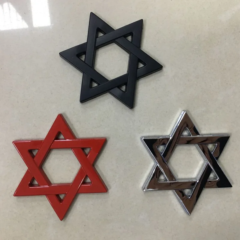 

Cool Metal Solomon Hexagram Car Logo Bumper Stickers Car Body Scratch Stickers Modified Tail Tag Side Label Machine Cover Standa