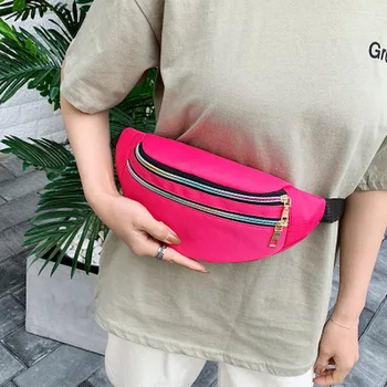 

Women New Nylon Colorful Waist Bag Leisure Fashion Design Travel Money Phone Chest Banana Bag Waist Bag Female Bum Belt Bags