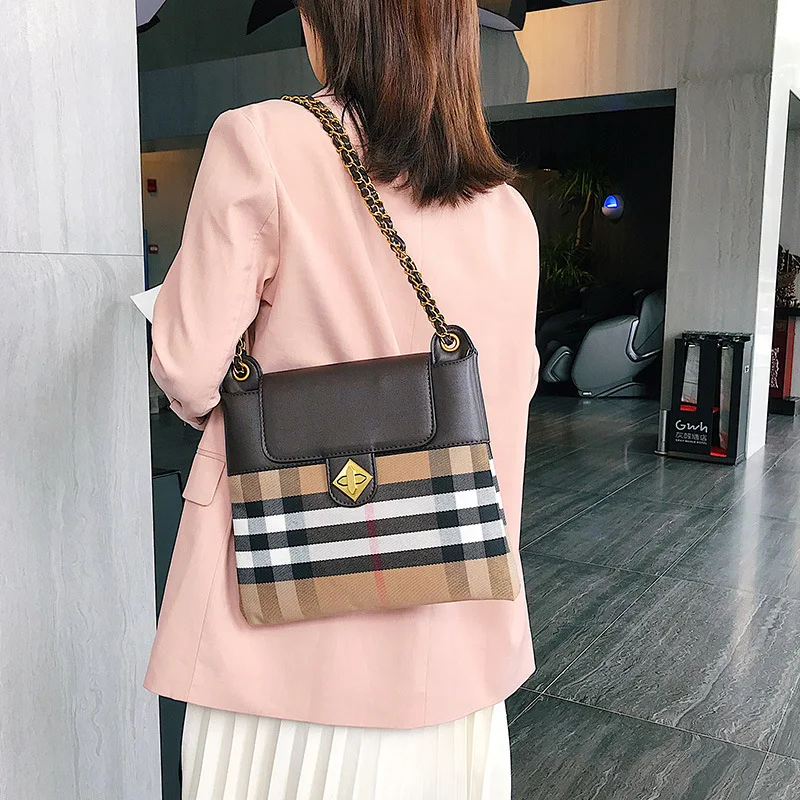 

Plaid Square Sling Bag 2019 Trend Korean-style New Style Fashion Printed Simple Retro Fashion Versatile Shoulder Bag