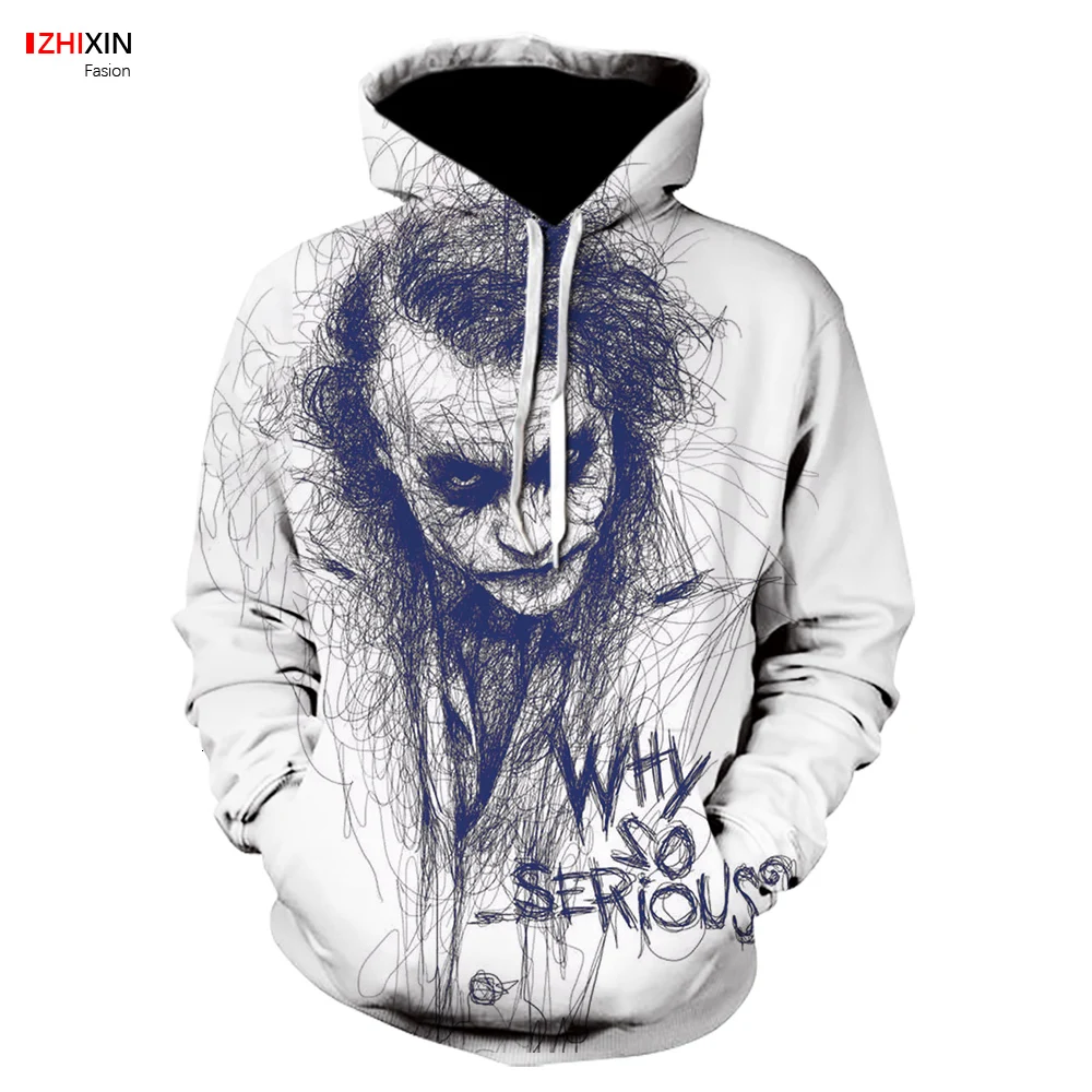 Nieuwe off white Джокер кофты Mannen Merk толстовки 3D Afdrukken толстовка хип-хоп Мужская