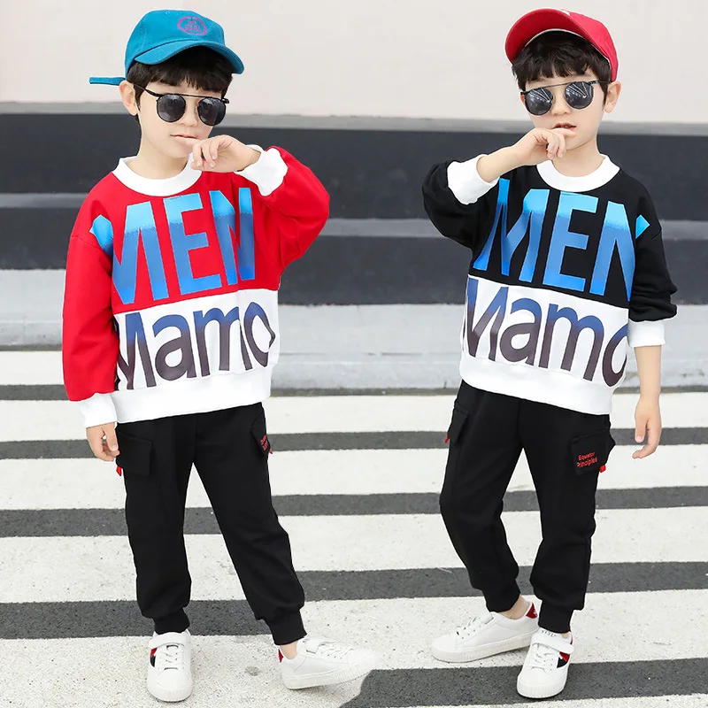 

2020 Spring BOY'S Casual Sports Fashion Set Children Korean-style Trousers + Hoodie Two-Piece Set Versatile Fashion