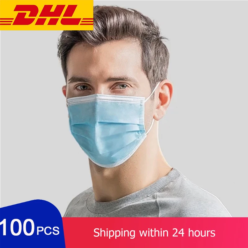 

In Stcok!Fast Shipping By DHL 400pcs 3 Layer Disposable Protective Mask Anti-pollution Anti-dust Non-woven Mask