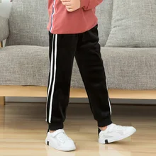 Гусеничный зимний стиль, для мужчин и женщин, для детей, двусторонний, с бархатом, толстый, цельный бархат, повседневные штаны детские, боковые, спортивные