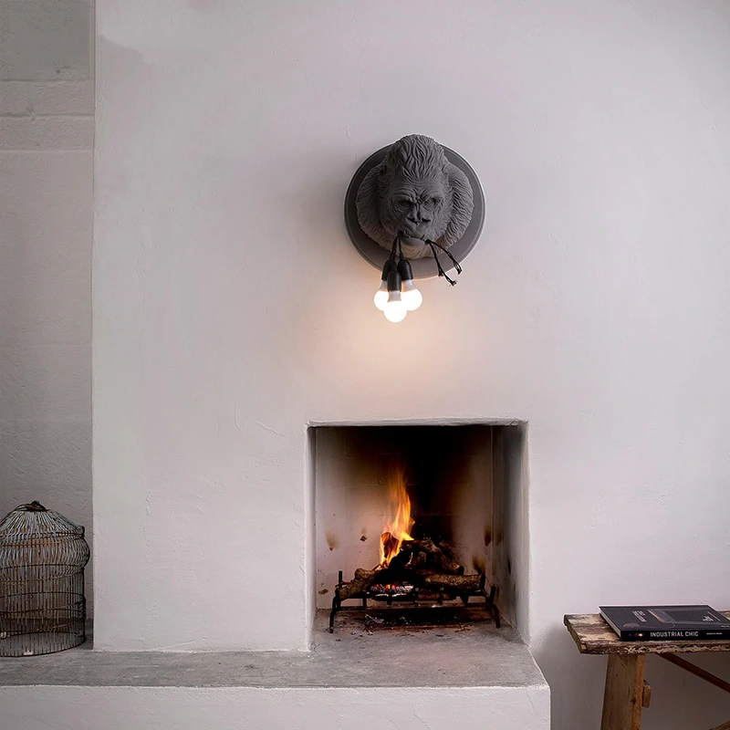Online Moderne Gorilla Harz Wand Lampen Nordic Led Wand Leuchte Küche Licht Hause Loft Industrie Decor Wand Vintage Leuchte E27 * 3
