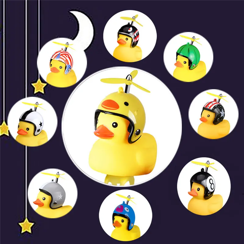 

1pc Cartoon Yellow Silica Little Duck Helmet Head Bike Light Shining Mountain Bike Handlebar Duck Head Light Bell Accessories 6