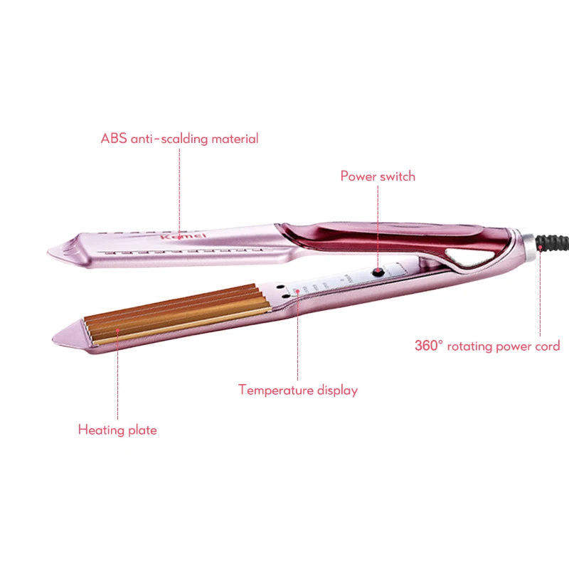 Kemei щипцы для завивки волос кукурузная пластина для завивки волос профессиональный контроль температуры щипцы для завивки Регулируемый влажный и сухой выпрямитель 45D