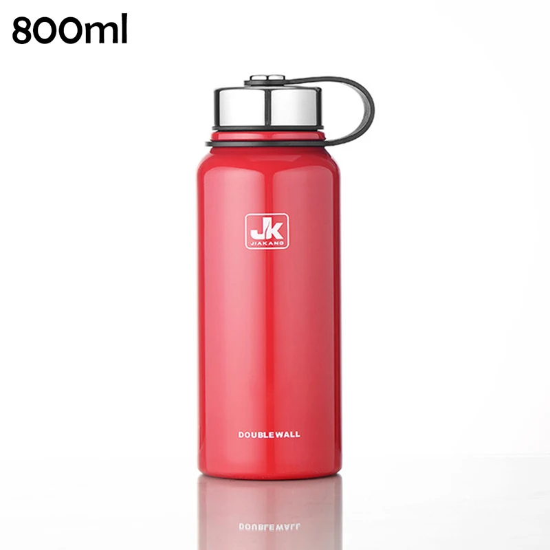 Vertvie 600/800/1100/1500 мл вакуумная теплоизолированная колба Нержавеющая сталь спортивные бутылки для воды кружка с широким горлышком дизайн высокое качество - Цвет: Red-800ml