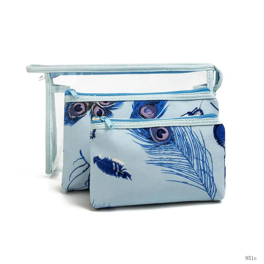 Blue 951c Miyahouse Специальные сумки для Для женщин Make up Мода 3 шт./компл. Водонепроницаемый прозрачные женские туфли на плоской подошве косметички - Цвет: Blue 951c