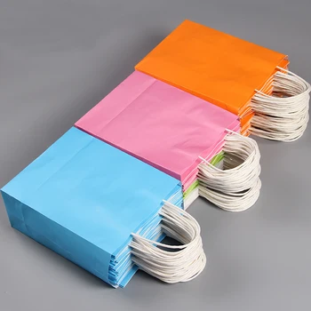 

20pcs/lot High Quality 7 Kinds of Color Kraft Paper Gift Bag Festival Gift Bags Paper Bag With Handles