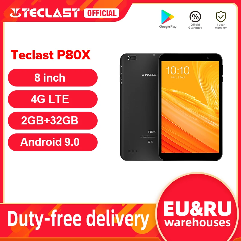Tablet/Phablet TECLAST P80X 4G, (1.280x800) IPS, Cortex UNISOC A55, 2GB RAM, 32GB ROM (ampliable con MicroSD), Android 9, WiFi Dual