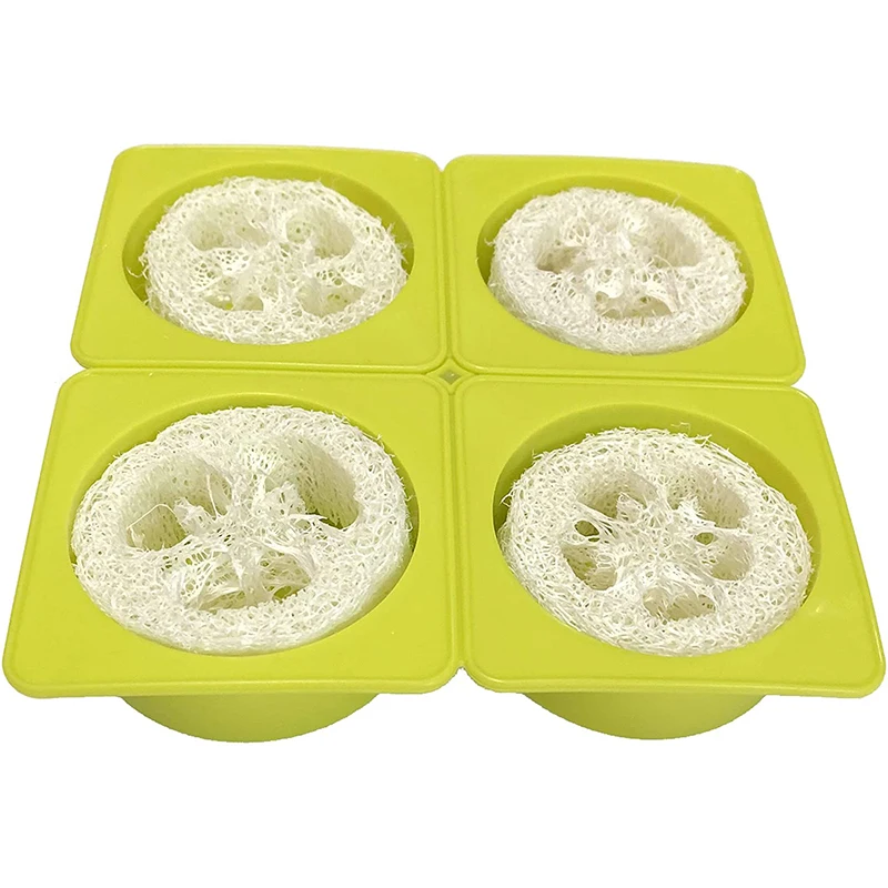 4Cavity Round Silicone Soap Mold Natural Loofah Soap Making Kit Mold 4pcs Loofah Slices Cuts