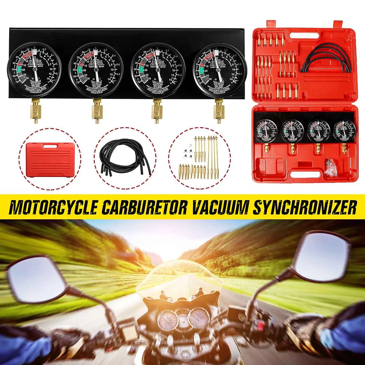 Motorcycle Fuel Vacuum Carburetor Synchronizer Tool Carb Sync Gauge 2/
