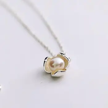 

Brand 925 Sterling Silver Imitation Pearl Flower Necklaces & Pendants For Women Fashion Lady Sterling-silver-jewelry 925-280