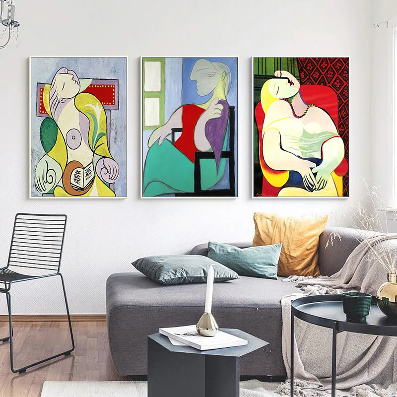 

Picasso Dreaming Woman Abstract Canvas Painting Art Wall Pictures For Living Room Home Decor Posters And Prints HD Nordic Style
