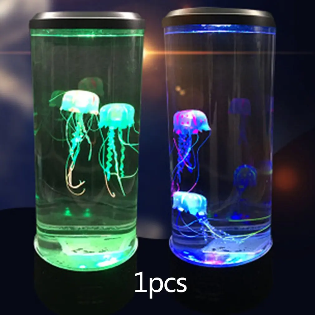 Led Jellyfish Night Light Home Aquarium Decoration Lights Bedside Lamp Creative Atmosphere Lights Fashion Beautiful USB Charging