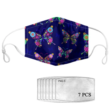 

Winter Dust Filter Mask Women Butterfly Print Breathable Anti Dust Mouth Mask Polyester Fabric Washable Face Masks with PM2.5