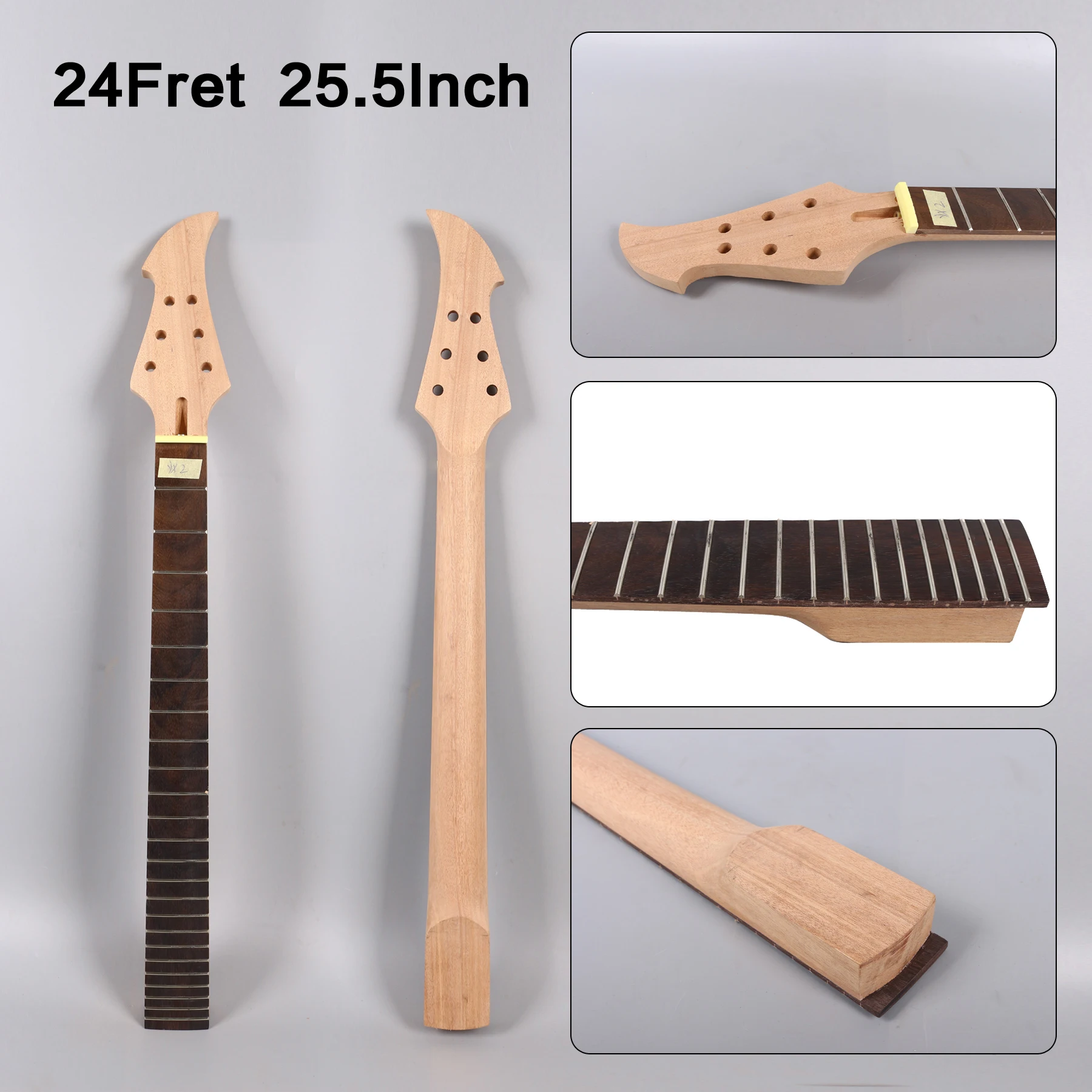 

Unfinished 24Fret 25.5in Electric Guitar Neck Mahogany+Rosewood Fingerboard Hand-made