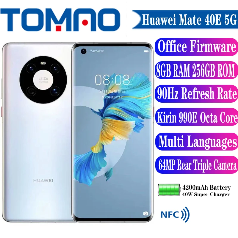 Официальное Внешнее зарядное устройство для Huawei Mate 40E 6 5 дюйма 90 Гц Kirin 990E камера 64