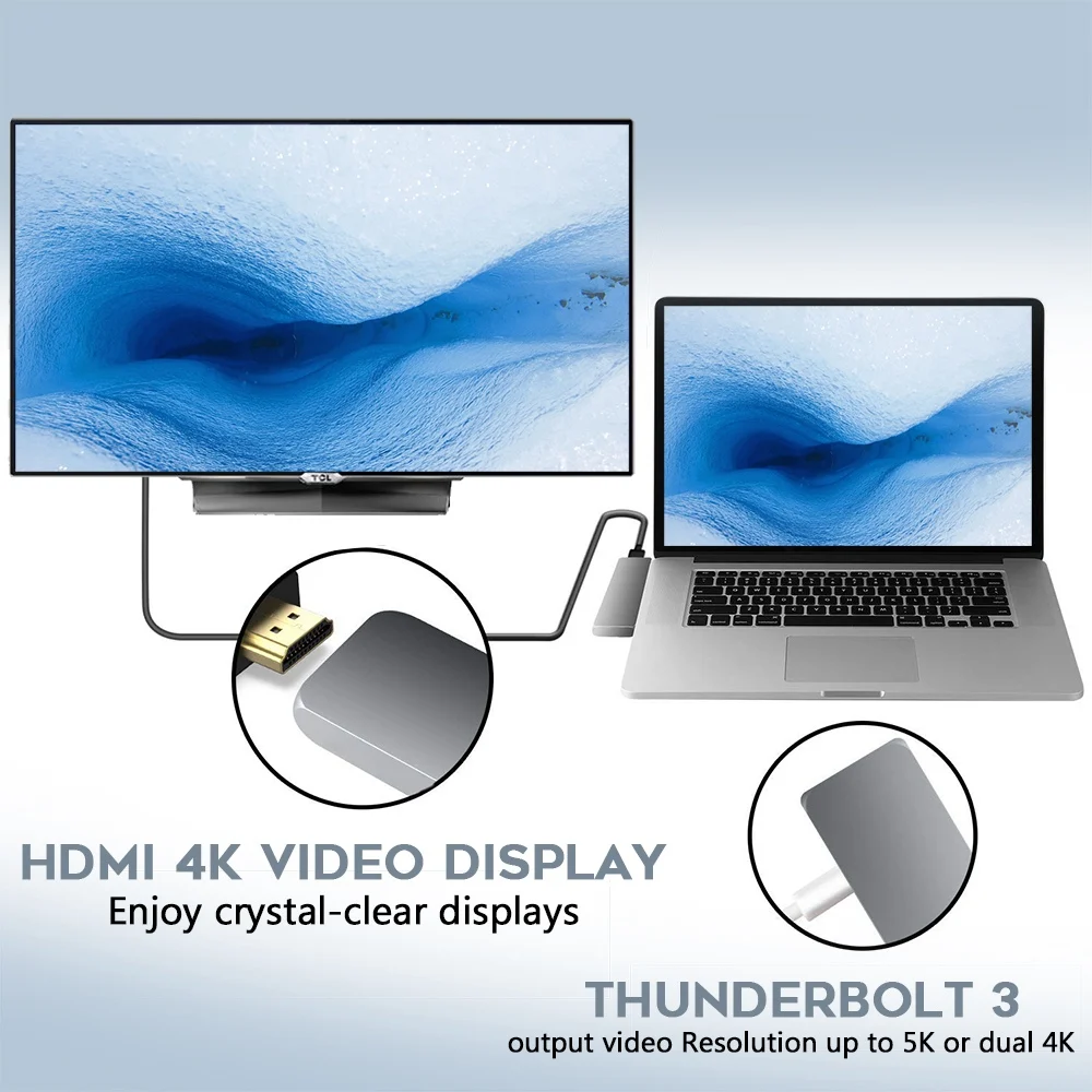 Тип-c USB к Hdmi тип-c usb-хаб Для 3,1-4 usb-хаб с разъемом Thunderbolt 3 C 3,0 Tf sd-ридер Pd для Macbook Pro/Air