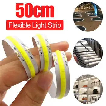 

147 LED Flexible Strip Light DC12V 24V 50CM COB Pure White CSP LED Strip Ribbon Lamp for Home Car Decoration