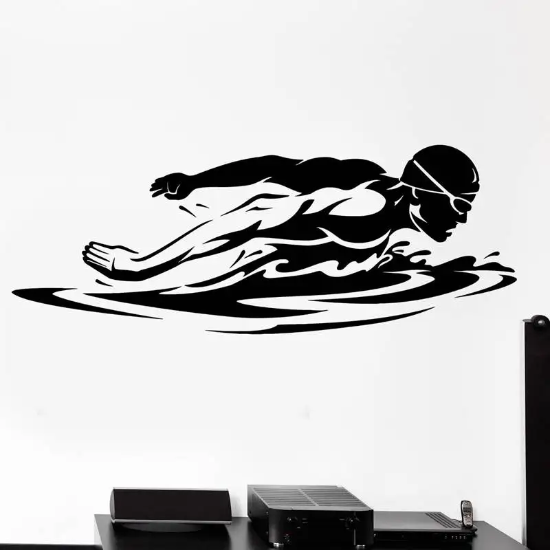 Swim Sticker Logo Name Swimmer Decal Swimming Posters Vinyl Wall Decals Pegatina Quadro Parede Decor Mural Swim Sticker
