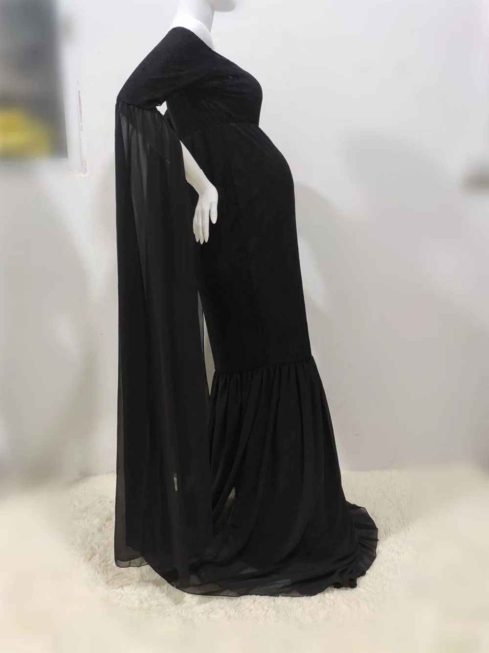 Mermaid Maternity Photography Props Dresses Lace Long Pregnancy Dress Ruffles Pregnant Women Maxi Maternity Gown For Photo Shoot (14)