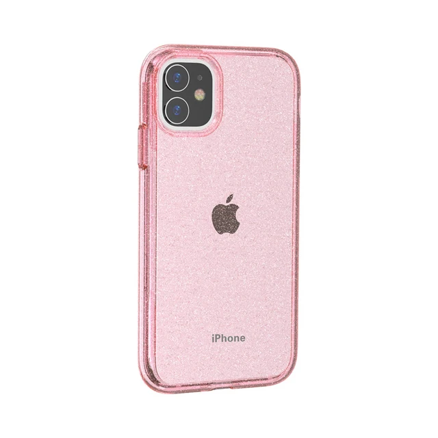 New Bling glitter Transparent armor Case For iphone 11 13 12 Pro Max X XR XSMax XS 7 8 Plus SE2 hard PC cover Protective shell Pink