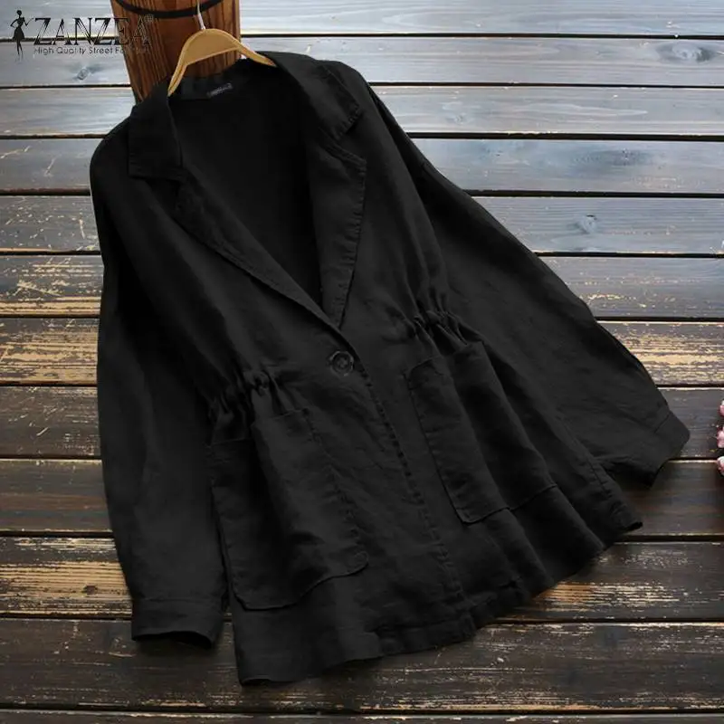amazing  ZANZEA Women Thick Coats Jackets 2019 Autumn Winter Casual Long Sleeve Outwear Ladies Solid Strappy