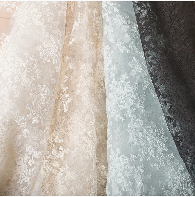 Ширина 130 см органза вышивка Жаккард цветок тюль ткань сетка для вечерние сценические свадебные платья юбки украшение дома