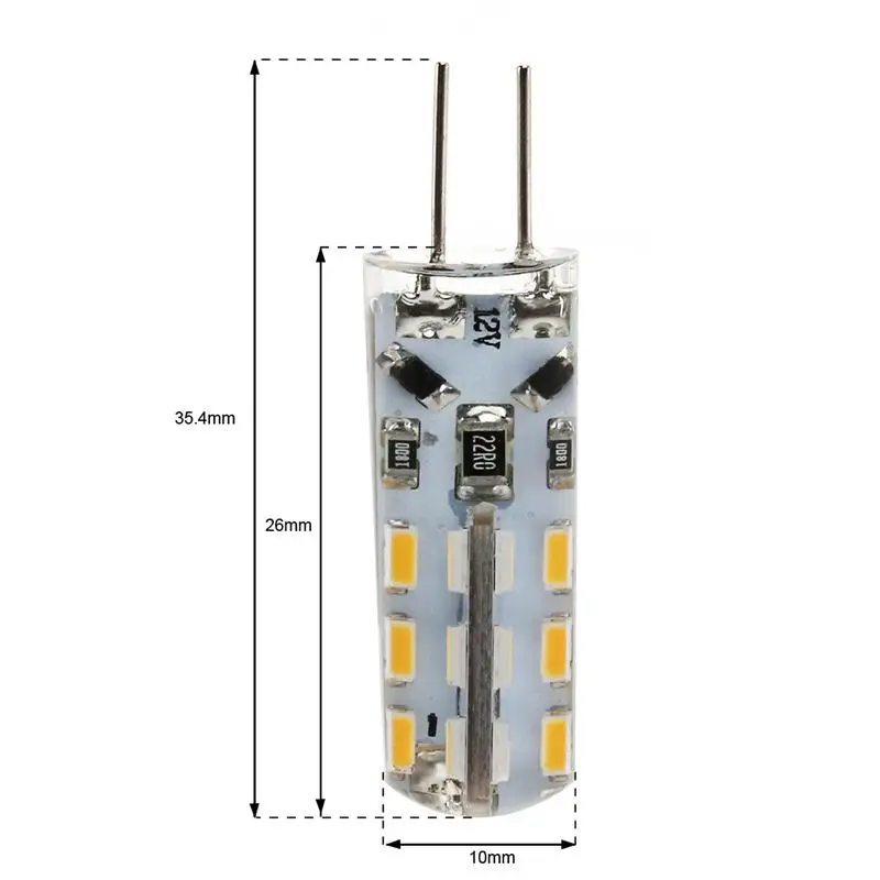 5 шт. энергосберегающие G4 DC 12 В 2 Вт 24 3014 SMD 2600-2900K фонари со светодиодными лампочками(теплый белый