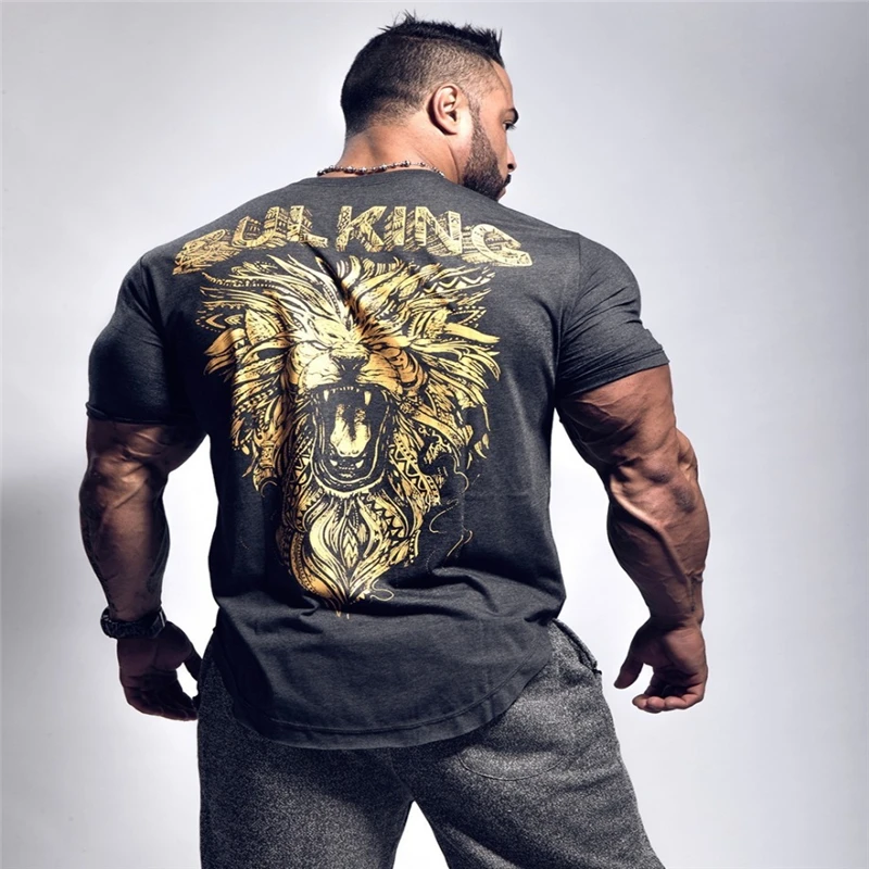 T-shirt 1 Лето Новое поступление Бодибилдинг Фитнес Мужская футболка с коротким рукавом рубашка для занятий спортом мужские обтягивающие колготки брендовая футболка для фитнеса Топы - Цвет: T-shirt 1