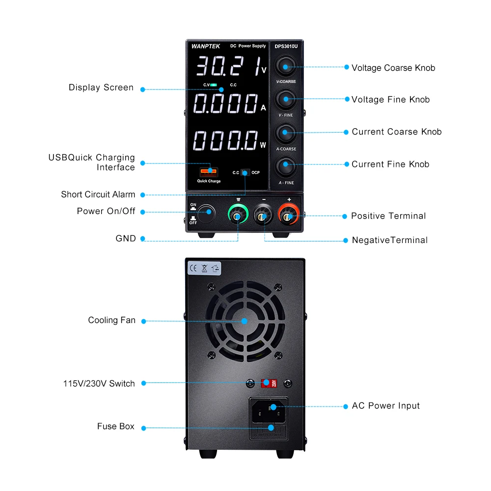 Коммутационный источник питания постоянного тока Wanptek DPS3010U 305U 605U регулируемый