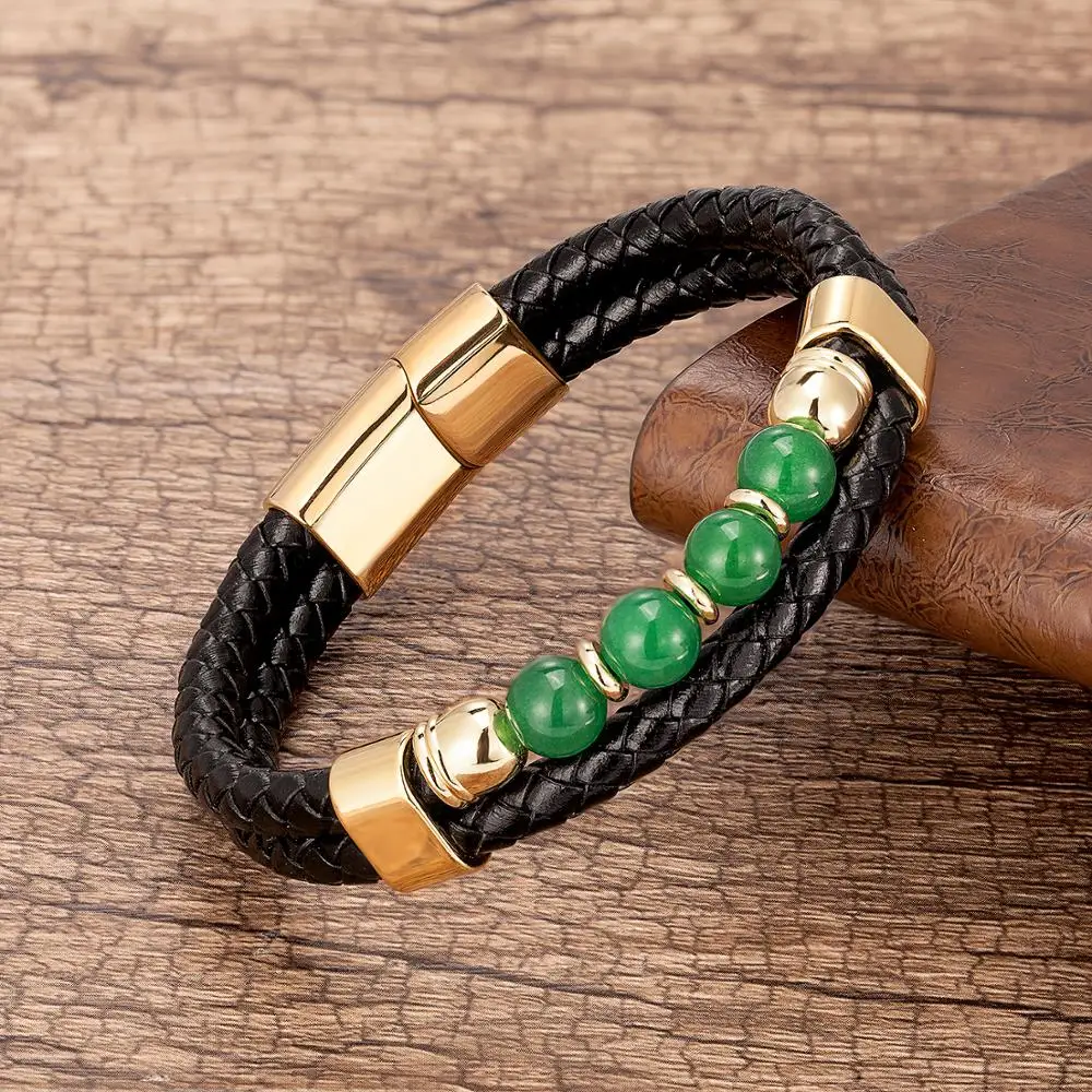 Bracelet Jewelry Natural Stone Beads Leather Charm 9 Style
