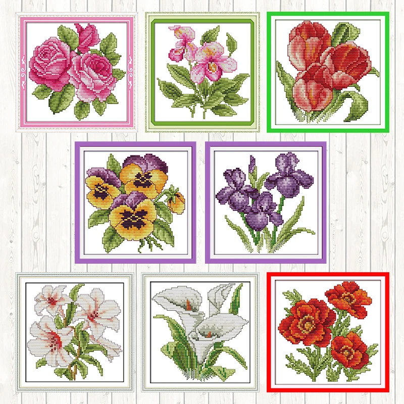 

Joy Sunday Cross Stitch Mini Patterns Flowers Series 14CT 11CT DIY Handwork Embroidery Kit DMC Needlework Set Crafts Wholesale