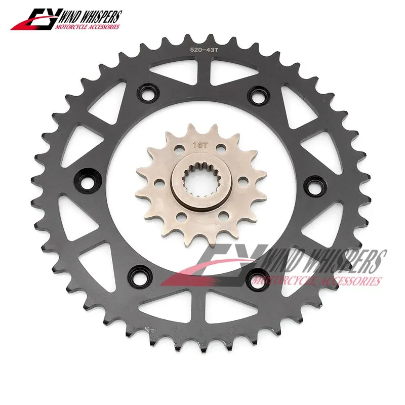 

43T/16T 520 Motorcycle Front Rear Chain Sprocket For KTM 790 Duke 18-19 690 Duke 08-19 690 Duke R 10-17 690 SMC R 08-17 690 SM R