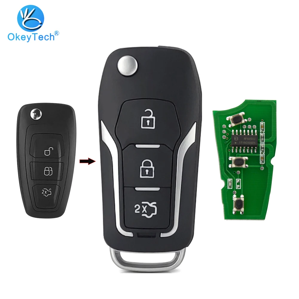OkeyTech для Ford Mk2 Mk3 Mondeo Ranger Fiesta 2 дистанционный ключ 433 МГц 4D60 4D63 40 бит 80 чип Flip Fold HU101