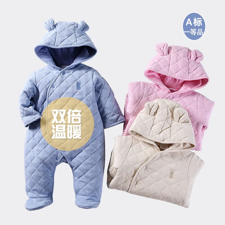 Newborn Baby Winter Hoodie Clothes cotton Infant Baby Girls Pink Climbing New Spring Outwear Rompers 0-18month Boy Jumpsuit